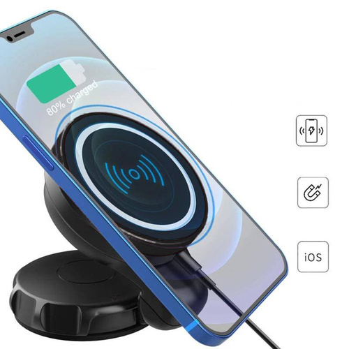 Autohalterung mit magnetischem Ladegerät | Qi, MagSafe, 15W | für Windschutzscheibe oder Armaturenbrett | WH-69