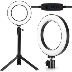 16 cm LED-Ringlicht mit 25 cm Stativ | Kompaktes Set für Make-up, Streaming und Fotografie |