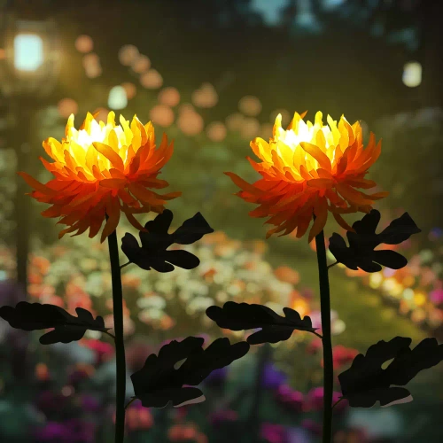 Solarblume | Solar-LED-Gartenlaterne Chrysantheme | 72 cm, 600 mAh | FLD-26-GELB
