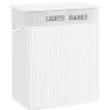 Weißer Wäschekorb | Bambus Spielzeugkiste | Holzwäschekorb | Zweikammer Wäschesammler für das Badezimmer | ZYL-100L-WEISS