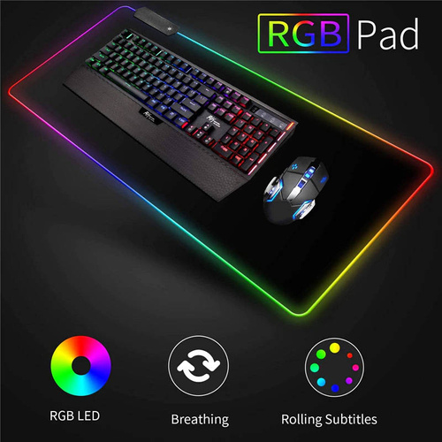 Mauspad | 80x30 cm | LED-RGB-Beleuchtung | 13 Beleuchtungsmodi | MP-001L