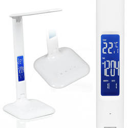 Schreibtischleuchte mit LCD-Display | 3 Lichtfarben, Thermometer, Wecker | FX-015B