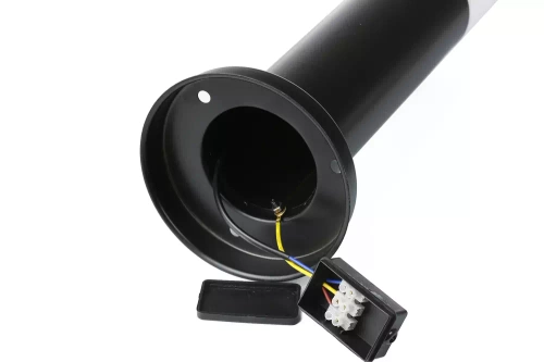 Gartenleuchte stehend, runder Pfosten für E27-Leuchtmittel | 230 V, Edelstahl | schwarz matt, 90 cm | LLR-90CM