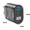 Schnellladegerät Netzteil 65W mit USB- und PD 3.0-Anschlüssen (USB-C) | BK-389-GAN