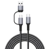 2-in-1 USB-C + USB-A auf USB-C Kabel | 100 W Power Delivery, 1 m, Nylonummantelung, Schnellladen | C13-1M-100W