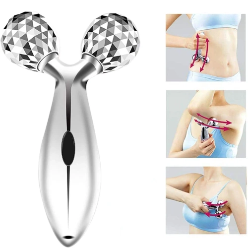 Gesichtsmassager | Rotierender Roller für Gesicht und Körper | AL-306B-SILVER
