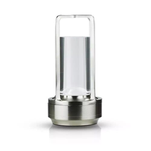 LED-Tischleuchte für Camping | integrierter Akku 2.000 mAh, Touch-Bedienfeld, 3 Lichtfarben, dimmbar | silber | HJA27