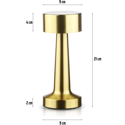 Kabellose Tischleuchte | Touch-Nachtleuchte mit einstellbarer Lichtfarbe | USB-Leuchte | gold | HJA10-GOLD