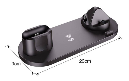 Qi-Dockingstation für Apple iPhone Airpods Watch | kabelloses Ladegerät 15W | 3 Stecker - USB-C / Lightning / Micro USB | WD-01