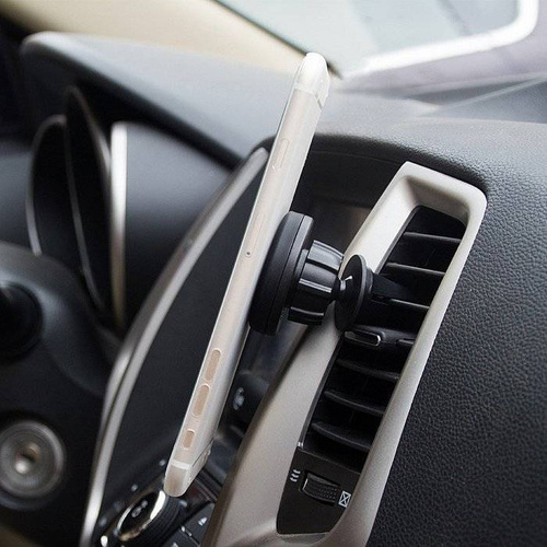 Kfz-Magnet-Handyhalterung mit schwenkbarem Kopf | für Lüftungsgitter | 2 Metallplatten | PSI-M005