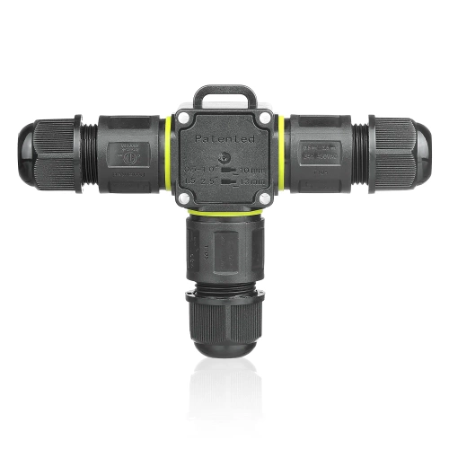 Wasserdichte Kabelmuffe IP68 | selbstklemmender T-Verbinder 3-polig 450 V 24 A für Kabel 4–11 mm | M684-T