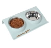 Napf-Set für Hund oder Katze | Doppelte Metallschalen mit Ständer | Edelstahlschalen für Futter und Wasser | JDW-024-BLUE