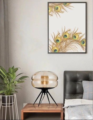Stilvolle Nachttischlampe mit Glaslampenschirm | Moderne Glas-Tischlampe | BH-233-BROWN