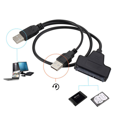 USB 2.0 - SATA Adapter mit zusätzlichem Anschluss für 2,5" SSD/HDD-Festplatten | SATA08