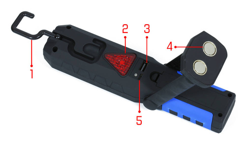 Werkstatt-LED-Arbeitsleuchte mit Akku 3W mit Haken und magnetischem Fuß | 2600 mAh | 3 Lichtmodi | W29
