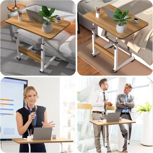 Mobiler Laptoptisch | Funktionaler, höhenverstellbarer Computertisch mit Rollen | LFD-7090-WD