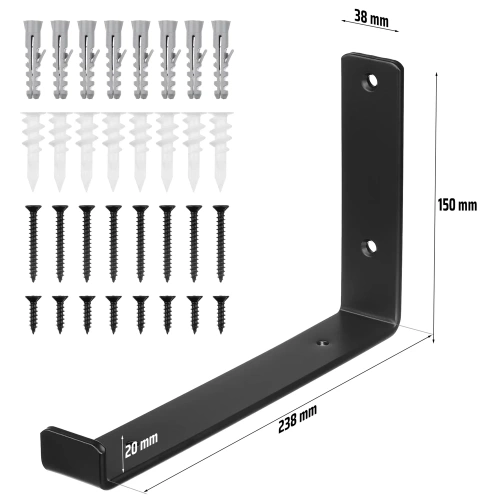 Set von 4 Regalträgern | Regalwinkel 25 cm | JZ-U235-BLACK