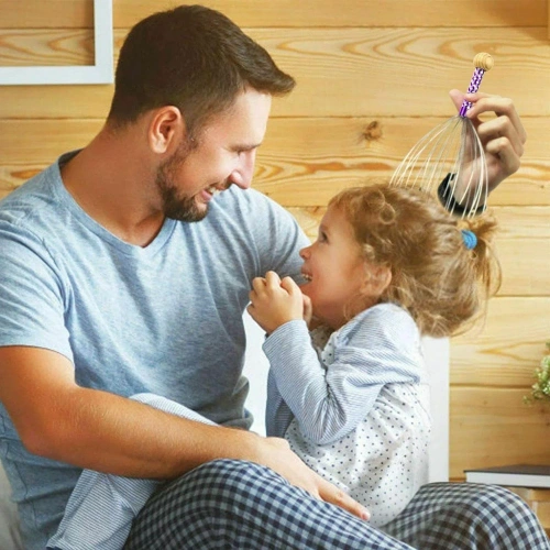 Kopfhaut-Massagegerät | ayurvedisches Massagegerät für entspannende Kopfmassage | rot | SM-12CL-RED