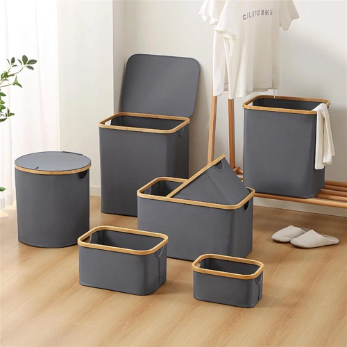 Wäschekorb | Faltbarer Wäschesack | Stoffspielzeugbehälter | Accessoire-Organizer | OCF-405-GREY