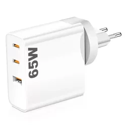 Ladegerät | 65 W, mit USB-C-Anschlüssen und USB 3.0-Anschluss | GaN