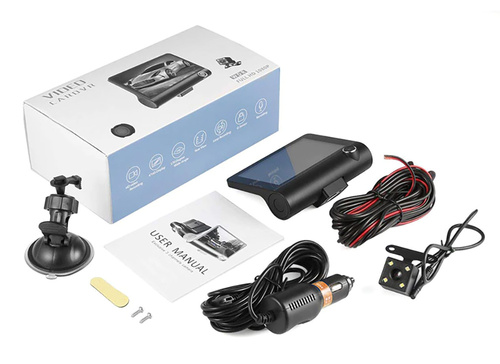 Video-Recorder, Autokamera | 3 Kameras - Vorderseite, Rückseite, Innenraum | FullHD 1296p | Bildschirm 4" | PZ-E9