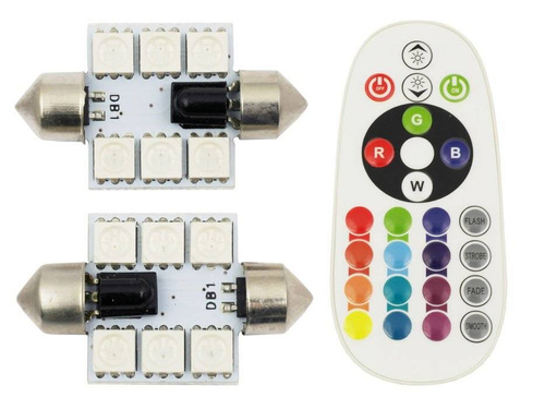 LED-Leuchtmittel | 42 mm | RGB C5W Set | 2 Stück | Fernbedienung