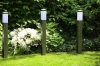 Stehende Gartenlaterne, quadratischer Pfosten für E27-Glühbirne | 230V Stromversorgung, Edelstahl | Inox, 90cm | LLF-90CM