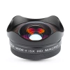 4K HD Objektiv, Linse, Aufsatz für Handy | 2-in-1 Makro 15x + Weitwinkel | Clip, Hülle, Tuch | DT-020