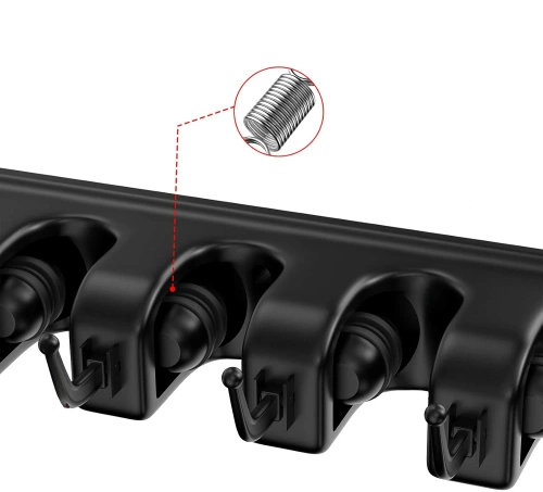 Halter für Wischmopps, Rechen und Bürsten mit Haken | 5 Plätze + Haken | SL-005H