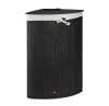 Schwarzer Wäschekorb | Bambus-Spielzeugkiste | Holzwäschekorb | Einzelkorb für Wäsche im Badezimmer | Eckkorb | AYL-60L-BLACK
