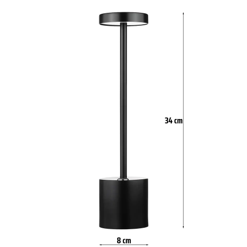 LED-Tischleuchte mit integriertem Akku | 34 cm | drei Lichtfarben | stimmungsvolle Nachttischleuchte für Hotel, Restaurant | schwarz | HJA28-BLACK-2