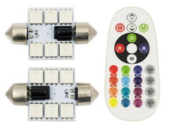 LED-Leuchtmittel | 36 mm | RGB C5W Set | 2 Stück | Fernbedienung