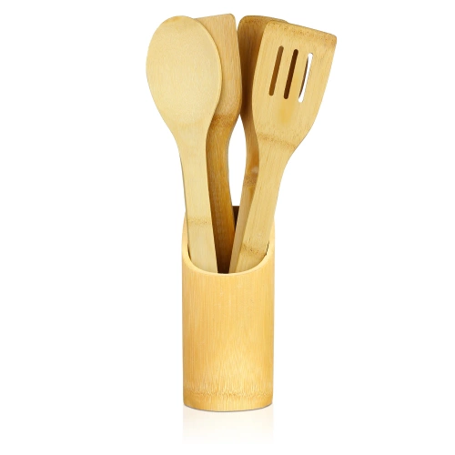 Küchenutensilien aus Bambus mit Ständer | BRS-5in1-BAMBOO