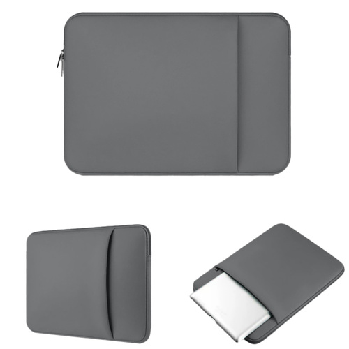 Neopren-Laptop-Hülle 15,6" | zusätzliche Tasche | grau | BR02