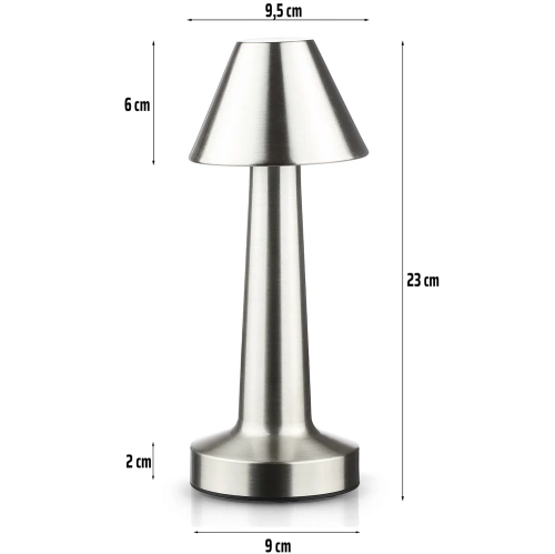 Berühren Sie die Nachttischlampe mit einstellbarer Lichtfarbe | USB-Lampe | HJA12-SILVER | Kabellose Tischlampe