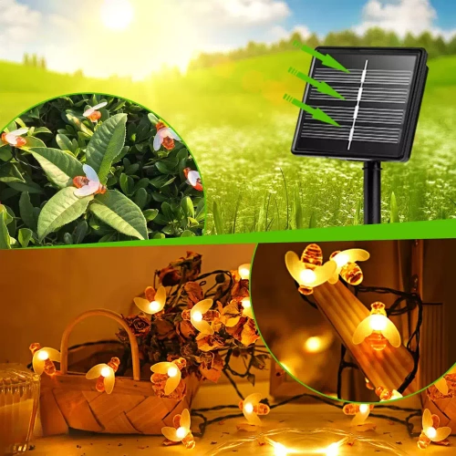 Solar LED-Girlande Bienen 20 LED Gartenlampe 5m | BEE-20LED-5M