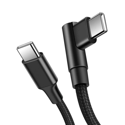 GSM-Kabel | USB-C Winkelkabel | 90° Steckerkabel | Schnellladung POWER DELIVERY | Datenübertragungskabel | PD-F60W-1M-B