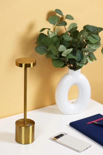 34 cm Tischlampe mit integriertem Akku | Nachtlicht mit drei Leuchtfarben | Stimmungsvolle Lampe für Hotel, Restaurant | HJA28-GOLD-2
