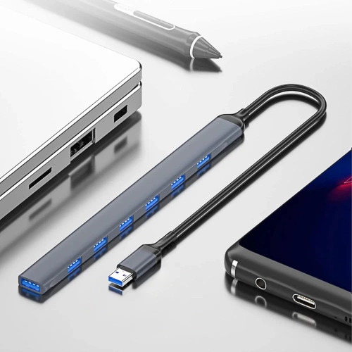 USB-Hub mit 7x USB-A-Anschlüssen | Adapter, 7-in-1-Verteiler | HUB