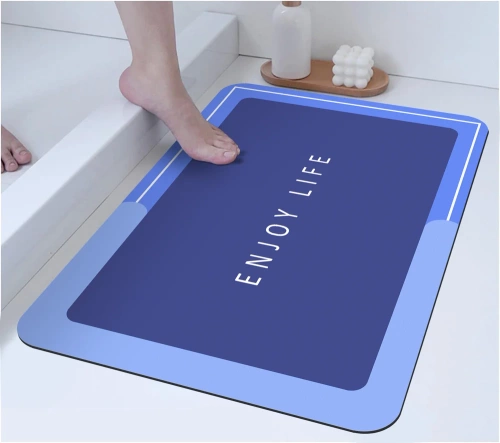 Badezimmermatte | schnelltrocknender, rutschfester Badteppich | blau | GZN-640-BLUE