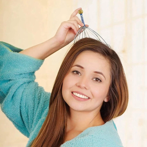 Kopfhaut-Massagegerät | ayurvedisches Massagegerät für entspannende Kopfmassage | rot | SM-12CL-RED