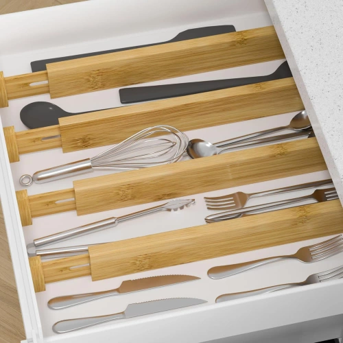 Möbel-Organizer für Schubladen | Bambus, verstellbare Trennwände | KBT-D456
