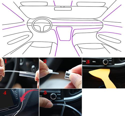 12V Auto LED Innenbeleuchtung, 8M LED 5050 RGB Ambientebeleuchtung Atmosphäre Neon Lichtleiste Light, wasserdichte LED Licht Strip Streifen mit APP | 4 in 1 6 in 1