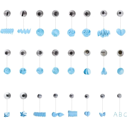 Spritzbeutel Set | 24 Tüllen, Teigspatel | blau | FM-034-BLUE