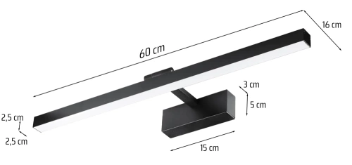 LED-Spiegelleuchte | 60 cm | Badezimmerbeleuchtung, Bildbeleuchtung | MIH-60CM