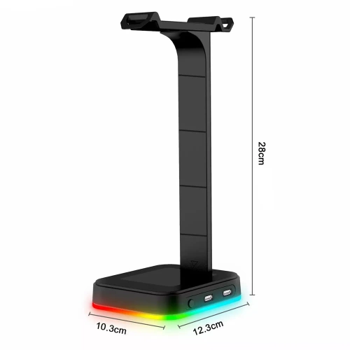 Kopfhörerständer | Haken, Ständer, Halterung für Kopfhörer | RGB-Beleuchtung | HS-D9-SCHWARZ
