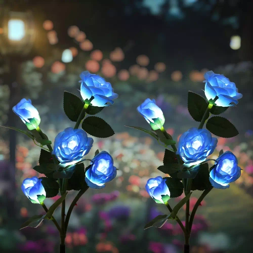 Solarblume | Solar-LED-Gartenlampe Blaue Rosen | 74 cm, 600 mAh | FLD-35-BLUE