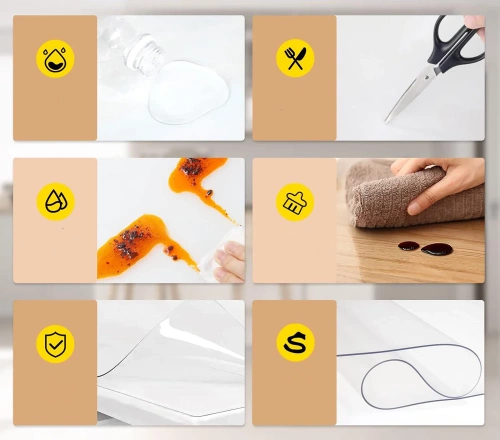 Schutzmatte für Küchentisch | Transparente Schreibtischunterlage, Tischplatte | CZD-612-TSP