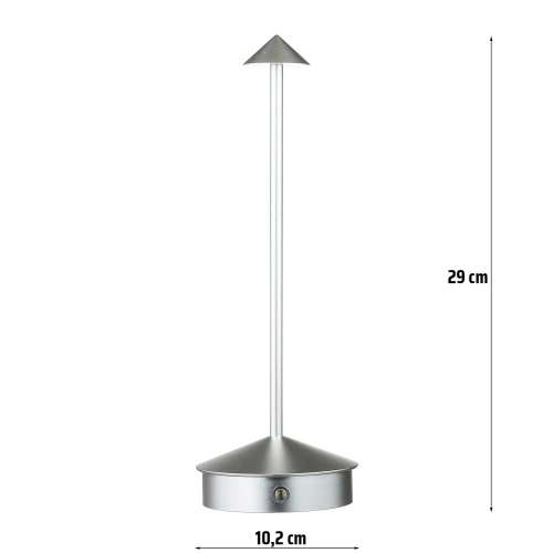 Tischlampe mit eingebautem Akku | Nachtlicht mit drei Leuchtfarben | Stimmungsvolle Lampe für Hotel, Restaurant | HJA32-SILVER