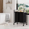 Wäschekorb mit Regal | Doppelfach-Wäschekorb | Wäschekorb mit Rollen | MZ-B20-BLACK